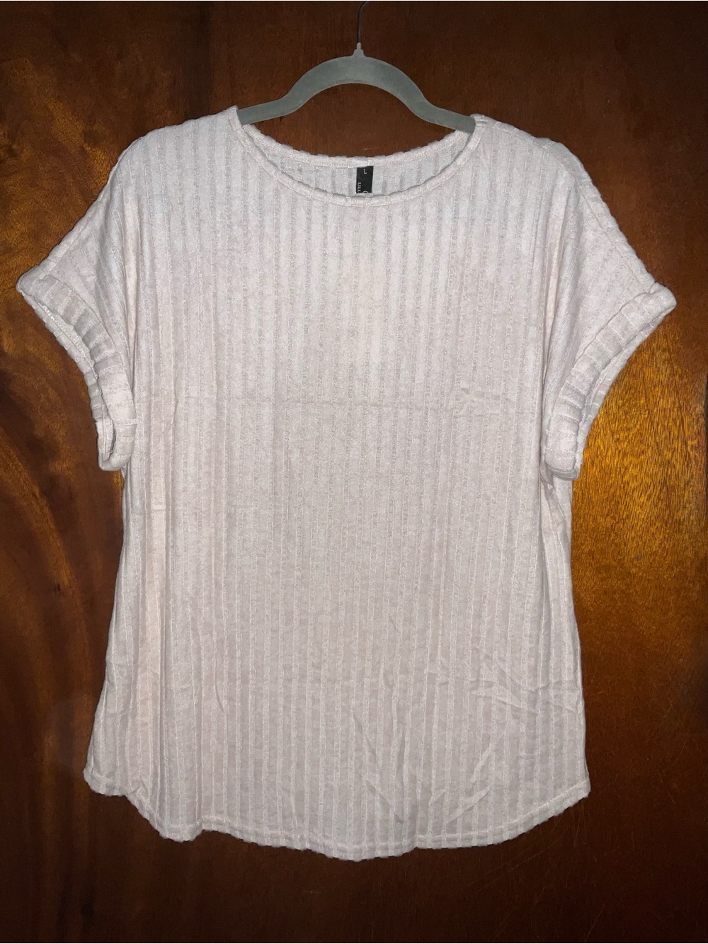 Women's Light Tan Ribbed Short Sleeve Tee